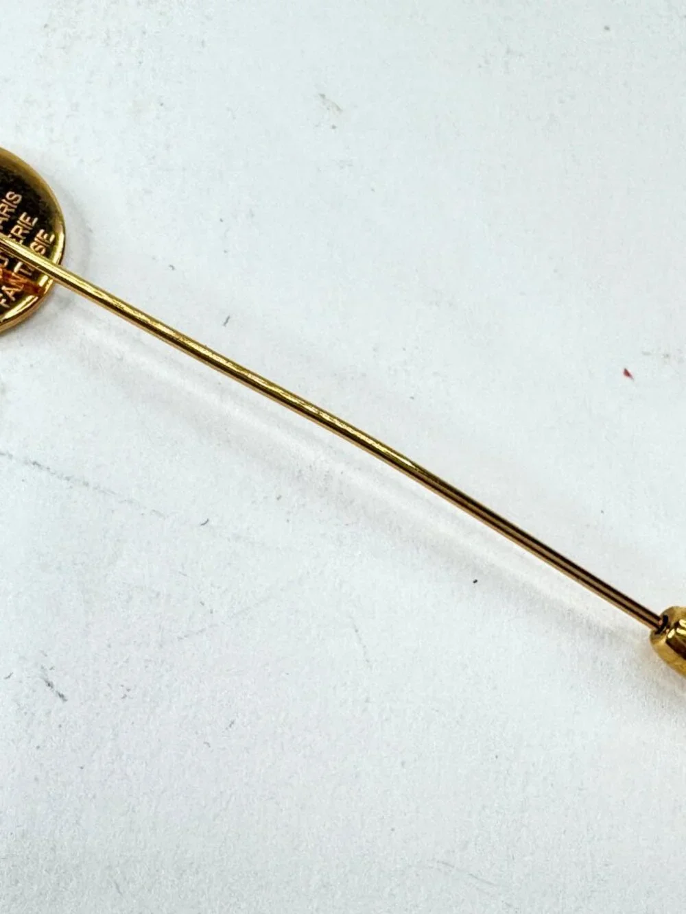Vintage Hermès Paris Sellier Gold-Tone Stick Pin Bijouterie Fantaisie GS865